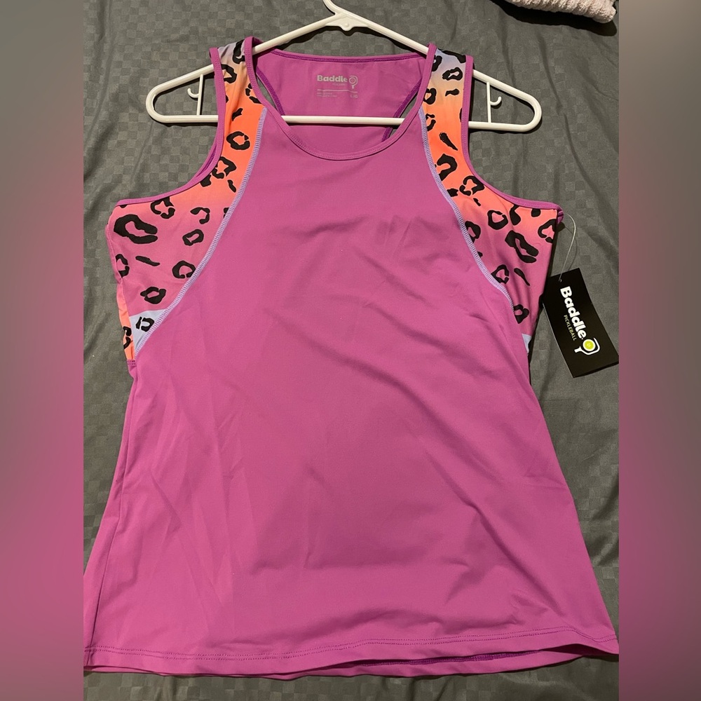 Purple cheetah tank top. Baddle Pickleball brand. New with tags!